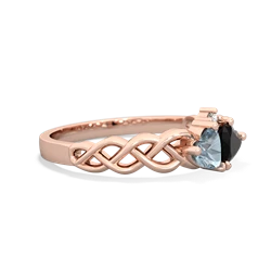 Aquamarine Heart To Heart Braid 14K Rose Gold ring R5870