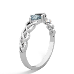 Aquamarine Heart To Heart Braid 14K White Gold ring R5870