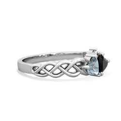 Aquamarine Heart To Heart Braid 14K White Gold ring R5870