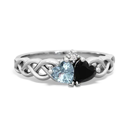 Aquamarine Heart To Heart Braid 14K White Gold ring R5870