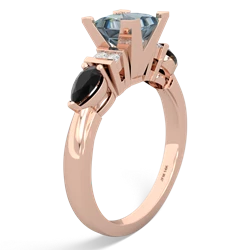 Aquamarine 6Mm Princess Eternal Embrace Engagement 14K Rose Gold ring C2002