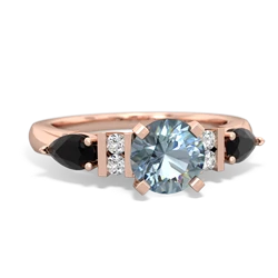 Aquamarine 6Mm Round Eternal Embrace Engagement 14K Rose Gold ring R2005