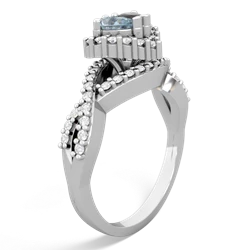 Aquamarine Diamond Twist 'One Heart' 14K White Gold ring R2640HRT