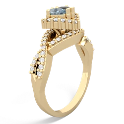 Aquamarine Diamond Twist 'One Heart' 14K Yellow Gold ring R2640HRT