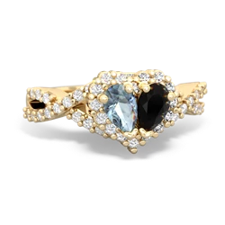 Aquamarine Diamond Twist 'One Heart' 14K Yellow Gold ring R2640HRT