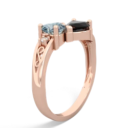 Aquamarine Snuggling Hearts 14K Rose Gold ring R2178