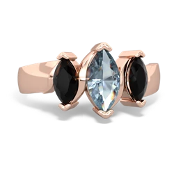 Aquamarine Three Peeks 14K Rose Gold ring R2433