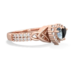 Aquamarine Celtic Knot Two Hearts As One 14K Rose Gold ring R2644HRT