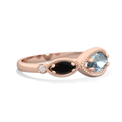 Aquamarine Milgrain Marquise 14K Rose Gold ring R5700