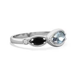 Aquamarine Milgrain Marquise 14K White Gold ring R5700