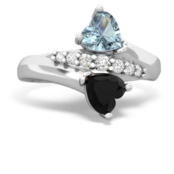 Aquamarine Heart To Heart 14K White Gold ring R2064