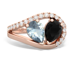 Aquamarine Nestled Heart Keepsake 14K Rose Gold ring R5650