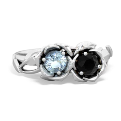 Aquamarine Rose Garden 14K White Gold ring R5510