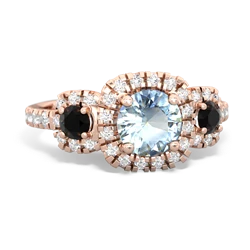 Aquamarine Regal Halo 14K Rose Gold ring R5350