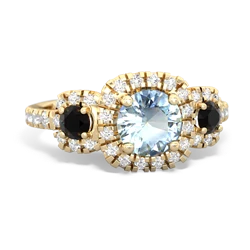 Aquamarine Regal Halo 14K Yellow Gold ring R5350