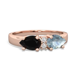 Aquamarine Pear Bowtie 14K Rose Gold ring R0865