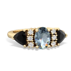 Aquamarine Antique Style Three Stone 14K Yellow Gold ring R2186