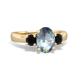 Aquamarine Three Stone Oval Trellis 14K Yellow Gold ring R4024