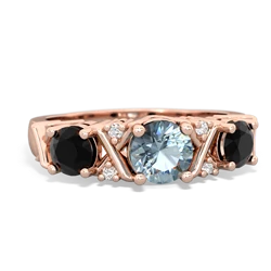 Aquamarine Hugs And Kisses 14K Rose Gold ring R5016