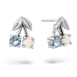 Aquamarine Sweet Cherries 14K White Gold earrings E7001