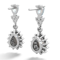 Aquamarine Halo Pear Dangle 14K White Gold earrings E1882