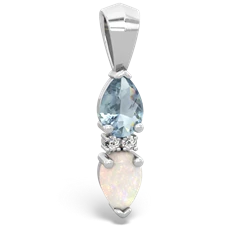 Aquamarine Bowtie Drop 14K White Gold pendant P0865