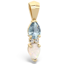 Aquamarine Bowtie Drop 14K Yellow Gold pendant P0865