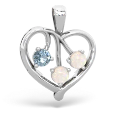 Aquamarine Glowing Heart 14K White Gold pendant P2233