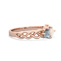 Aquamarine Heart To Heart Braid 14K Rose Gold ring R5870