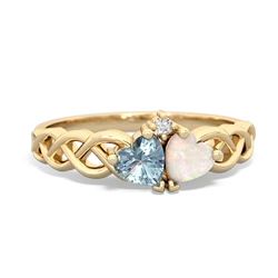 Aquamarine Heart To Heart Braid 14K Yellow Gold ring R5870