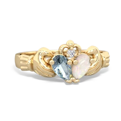 Aquamarine 'Our Heart' Claddagh 14K Yellow Gold ring R2388