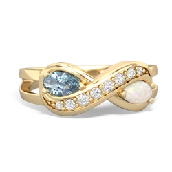 Aquamarine Diamond Infinity 14K Yellow Gold ring R5390