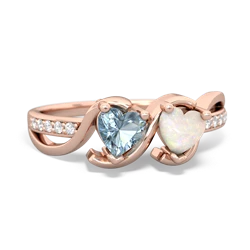 Aquamarine Side By Side 14K Rose Gold ring R3090