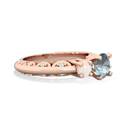 Aquamarine Art Deco Eternal Embrace Engagement 14K Rose Gold ring C2003