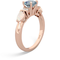 Aquamarine 6Mm Round Eternal Embrace Engagement 14K Rose Gold ring R2005