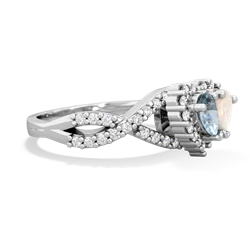 Aquamarine Diamond Twist 'One Heart' 14K White Gold ring R2640HRT