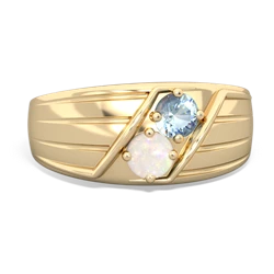 Aquamarine Men's Streamline 14K Yellow Gold ring R0460