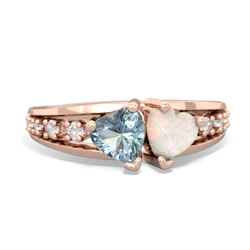 Aquamarine Heart To Heart 14K Rose Gold ring R3342