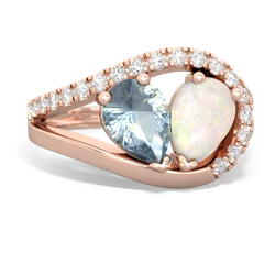 Aquamarine Nestled Heart Keepsake 14K Rose Gold ring R5650