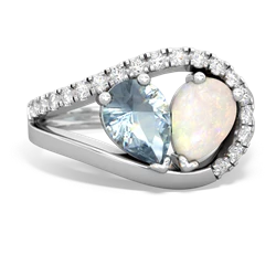 Aquamarine Nestled Heart Keepsake 14K White Gold ring R5650