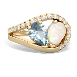 Aquamarine Nestled Heart Keepsake 14K Yellow Gold ring R5650