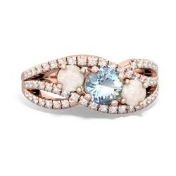 Aquamarine Three Stone Aurora 14K Rose Gold ring R3080