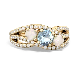 Aquamarine Three Stone Aurora 14K Yellow Gold ring R3080