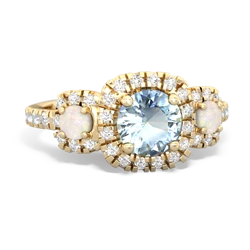 Aquamarine Regal Halo 14K Yellow Gold ring R5350