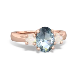 Aquamarine Three Stone Oval Trellis 14K Rose Gold ring R4024