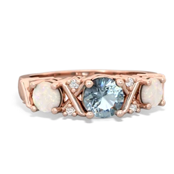 Aquamarine Hugs And Kisses 14K Rose Gold ring R5016