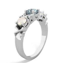 Aquamarine Hugs And Kisses 14K White Gold ring R5016