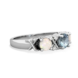 Aquamarine Hugs And Kisses 14K White Gold ring R5016