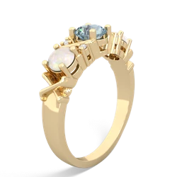 Aquamarine Hugs And Kisses 14K Yellow Gold ring R5016