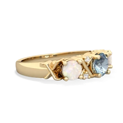 Aquamarine Hugs And Kisses 14K Yellow Gold ring R5016